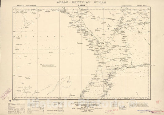 Historic 1909 Map - Sudan 1:250,000 - Buram Sheet 65-E Jan 1932 - Anglo-Egyptian Sudan 1