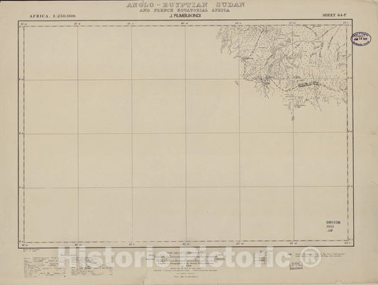 Historic 1909 Map - Sudan 1:250,000 - J. Rumbukindi Sheet 64-P Apr 1924 - Anglo-Egyptian Sudan