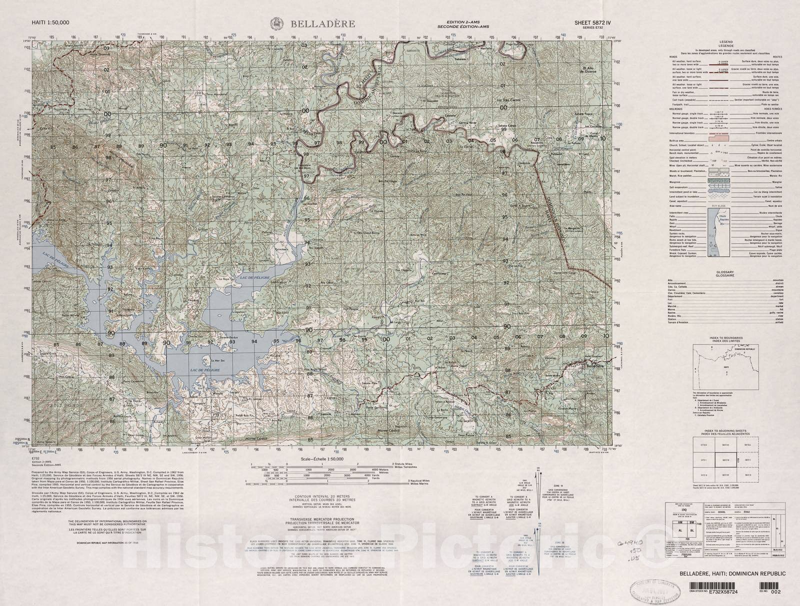 Historic 1948 Map - Haiti 1:50,000. - Belladere, Sheet 5872 IV - 2 ed.