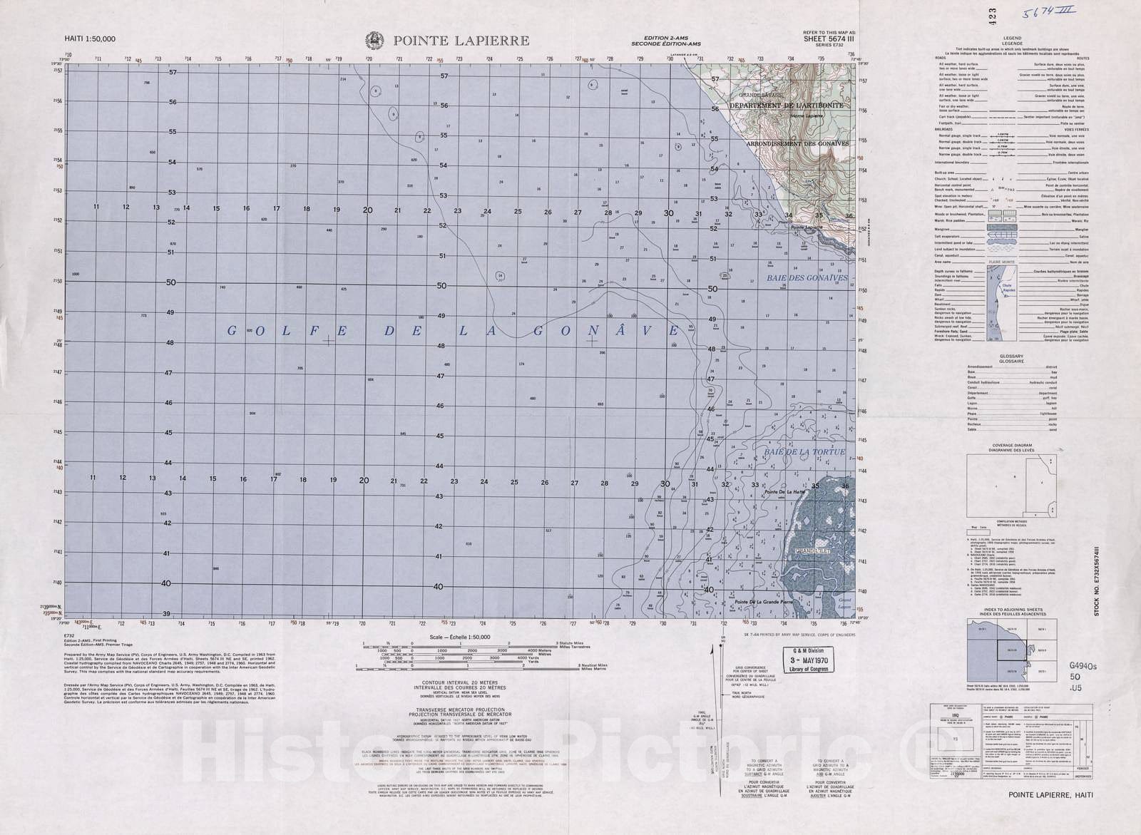 Historic 1948 Map - Haiti 1:50,000. - Pointe Lapierre, Sheet 5674 III - 2 ed.
