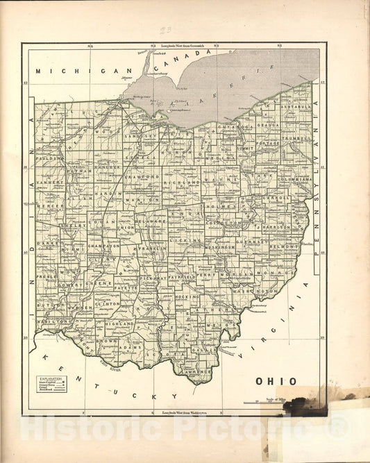 Historic 1842 Map - Morse's North American Atlas. - Ohio - Morse's cerographic maps