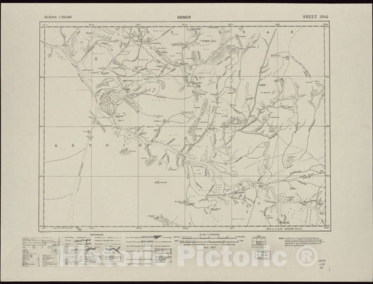 Historic 1909 Map - Sudan 1:250,000 - Haimur Sheet 35-G Jun 1927 - Anglo-Egyptian Sudan