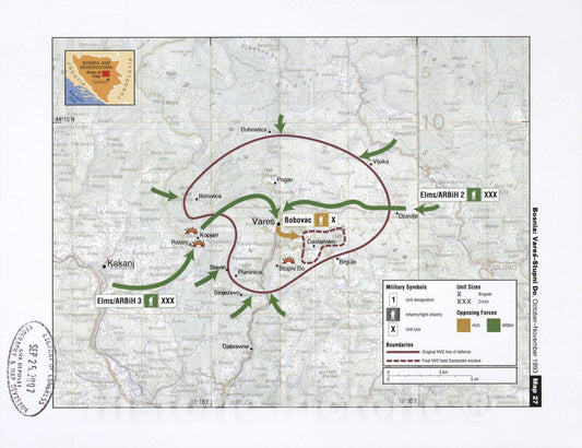 Historic 2002 Map - Balkan battlegrounds - Bosnia: Vares-Stupni Do, October-November 1993