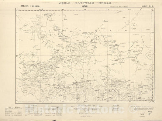 Historic 1909 Map - Sudan 1:250,000 - Kutum Sheet 54-E Aug 1930 - Anglo-Egyptian Sudan