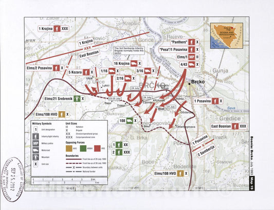 Historic 2002 Map - Balkan battlegrounds - Bosnia: Brcko, July 1993