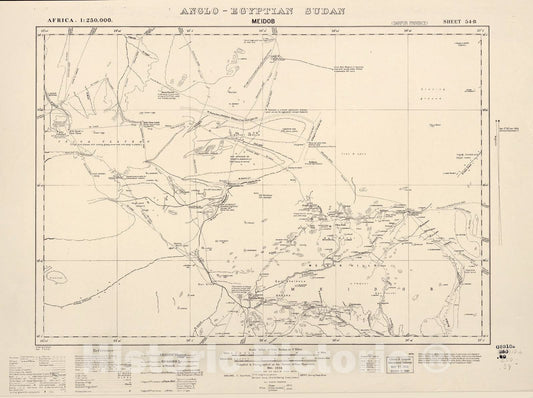 Historic 1909 Map - Sudan 1:250,000 - Meidob Sheet 54-B Dec 1934 - Anglo-Egyptian Sudan