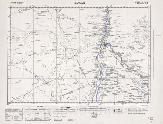 Historic 1909 Map - Sudan 1:250,000 - Khartoum Sheet ND-36-B (Old Number 55-B; No Month) 1966 - Anglo-Egyptian Sudan