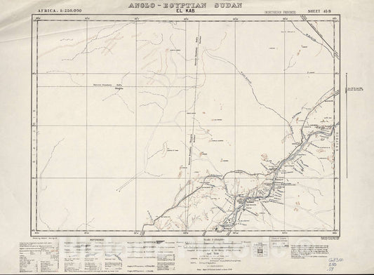 Historic 1909 Map - Sudan 1:250,000 - El Kab Sheet 45-B Apr 1938 - Anglo-Egyptian Sudan