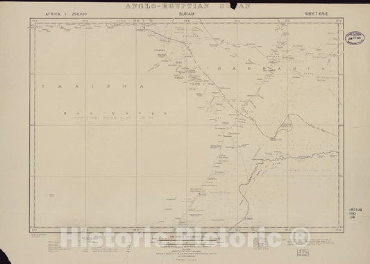Historic 1909 Map - Sudan 1:250,000 - Buram Sheet 65-E Jun1922 - Anglo-Egyptian Sudan