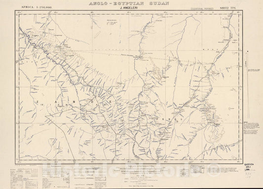Historic 1909 Map - Sudan 1:250,000 - J. Angeleri Sheet 77-L Jun 1936 - Anglo-Egyptian Sudan