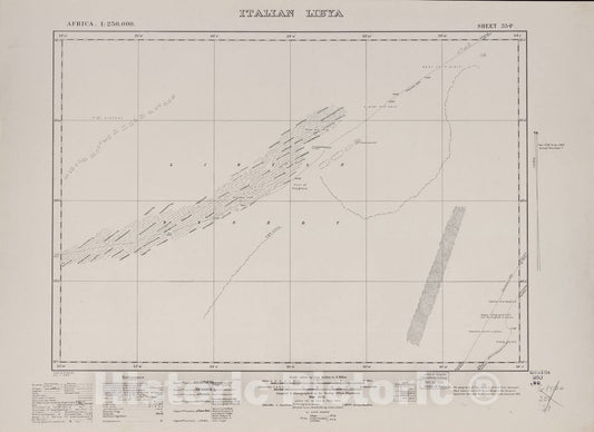 Historic 1909 Map - Sudan 1:250,000 - Italian Libya Sheet 33-P May 1935 - Anglo-Egyptian Sudan