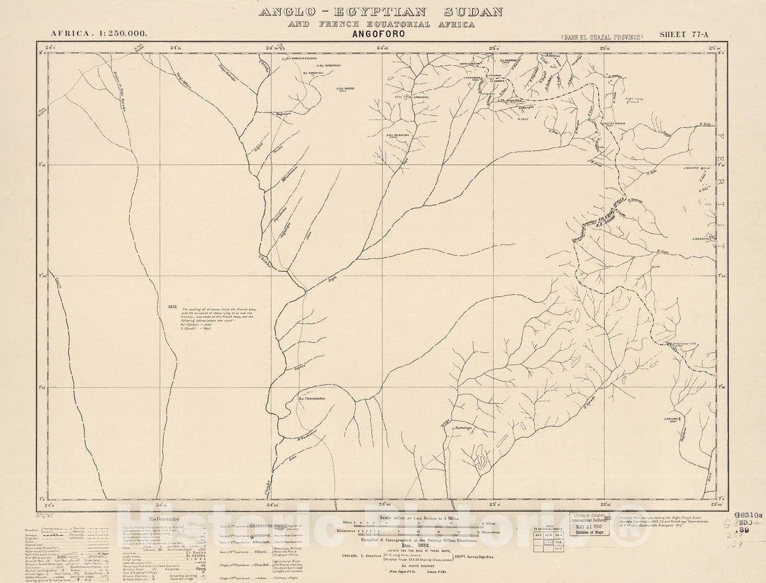 Historic 1909 Map - Sudan 1:250,000 - Angoforo Sheet 77-A Dec 1932 - Anglo-Egyptian Sudan