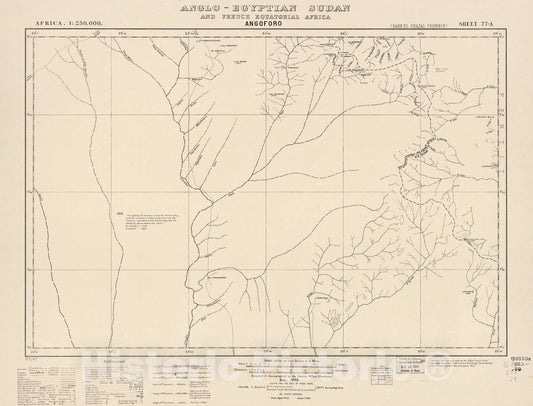 Historic 1909 Map - Sudan 1:250,000 - Angoforo Sheet 77-A Dec 1932 - Anglo-Egyptian Sudan