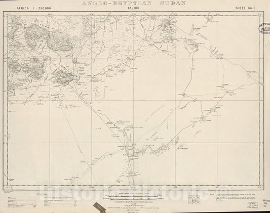 Historic 1909 Map - Sudan 1:250,000 - Talodi Sheet 66-E Jun 1919 - Anglo-Egyptian Sudan