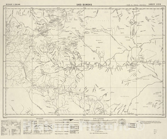 Historic 1909 Map - Sudan 1:250,000 - Said Bundas Sheet 65-M Dec 1932 - Anglo-Egyptian Sudan 2