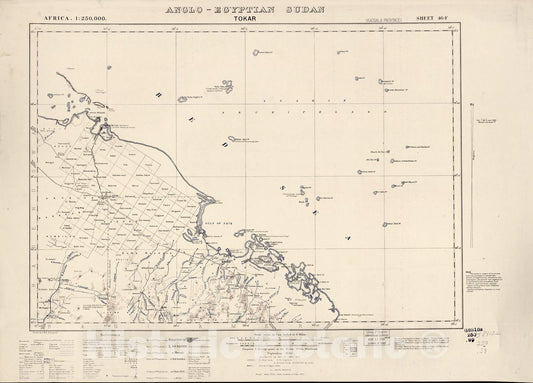 Historic 1909 Map - Sudan 1:250,000 - Tokar Sheet 46-F Sep 1939 - Anglo-Egyptian Sudan
