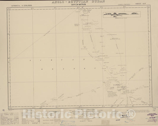 Historic 1909 Map - Sudan 1:250,000 - Bir En Natrun Sheet 44-F Jun 1933 - Anglo-Egyptian Sudan