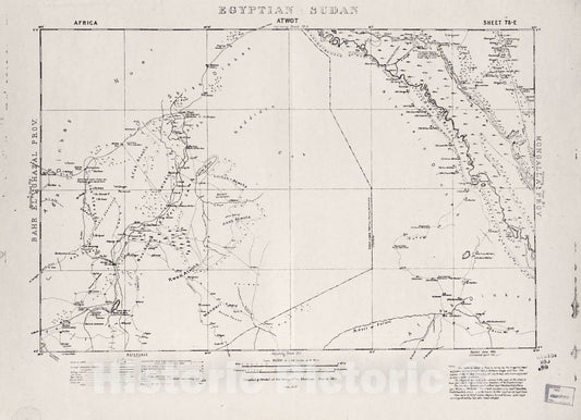 Historic 1909 Map - Sudan 1:250,000 - Atwot Sheet 78-E Mar 1910 - Anglo-Egyptian Sudan