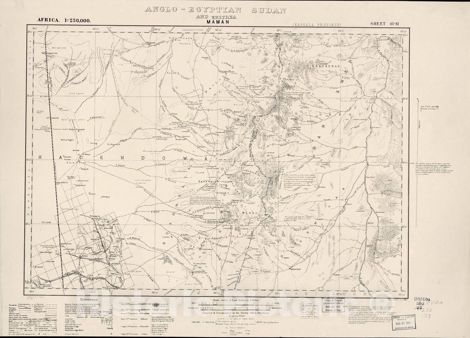 Historic 1909 Map - Sudan 1:250,000 - Maman Sheet 46-M Aug 1940 - Anglo-Egyptian Sudan