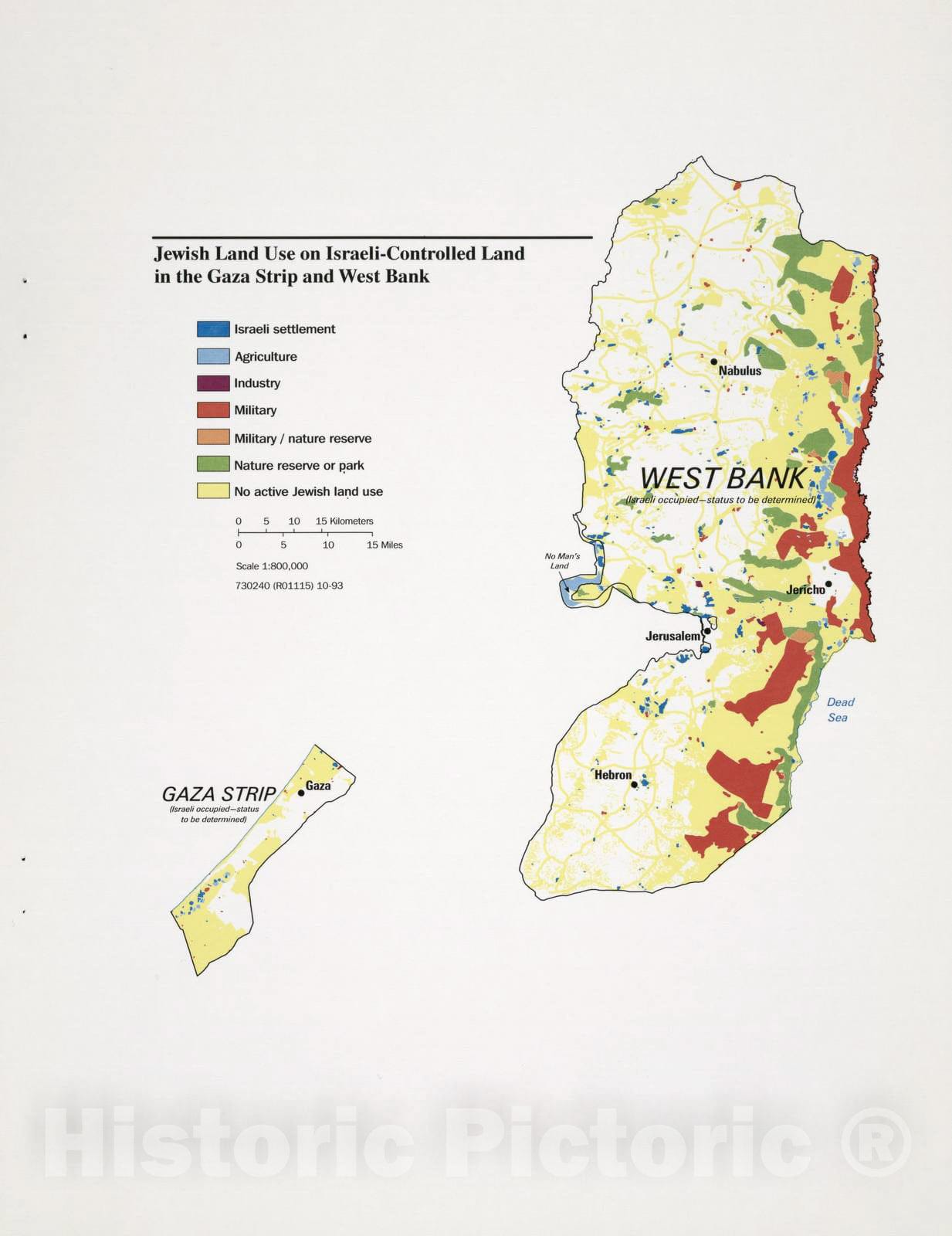 Historic 1994 Map - The Gaza Strip & West Bank : a map Folio - Jewish Land Use on Israeli-Controlled Land in The Gaza Strip and West Bank - Gaza Strip and West Bank