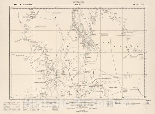 Historic 1909 Map - Sudan 1:250,000 - Mocha Sheet 78-D Dec 1930 - Anglo-Egyptian Sudan