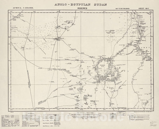 Historic 1909 Map - Sudan 1:250,000 - Roseires Sheet 66-C Aug 1932 - Anglo-Egyptian Sudan