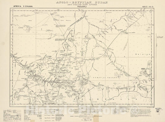 Historic 1909 Map - Sudan 1:250,000 - Fazughli Sheet 66-D Jun 1940 - Anglo-Egyptian Sudan 2
