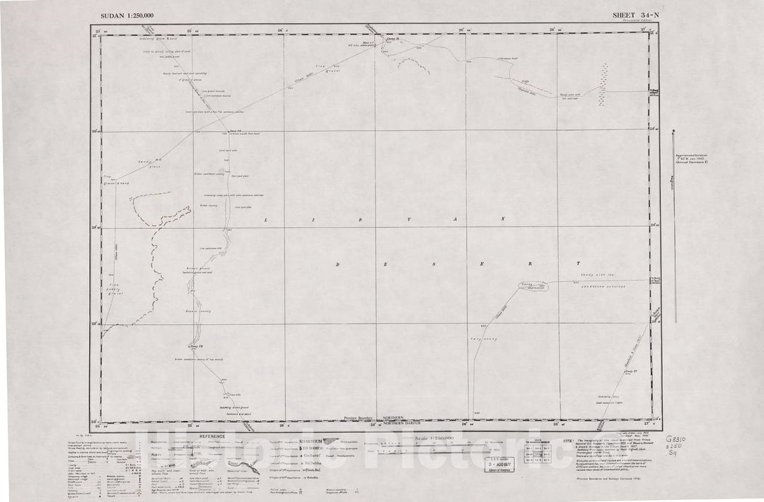 Historic 1909 Map - Sudan 1:250,000 - No Title 34-N Nov 1942 - Anglo-Egyptian Sudan