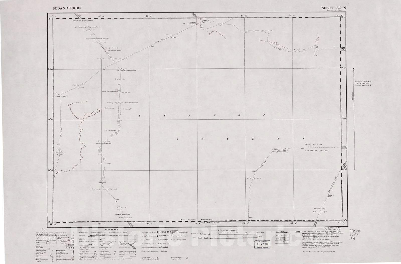 Historic 1909 Map - Sudan 1:250,000 - No Title 34-N Nov 1942 - Anglo-Egyptian Sudan