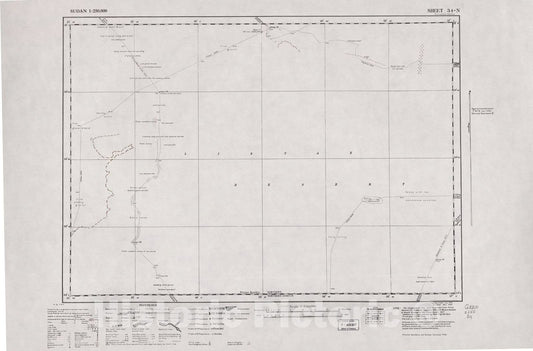 Historic 1909 Map - Sudan 1:250,000 - No Title 34-N Nov 1942 - Anglo-Egyptian Sudan