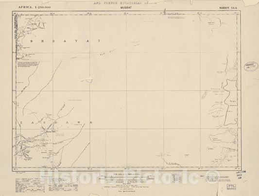 Historic 1909 Map - Sudan 1:250,000 - Musbat Sheet 54-A Jul 1924 - Anglo-Egyptian Sudan