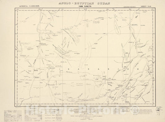 Historic 1909 Map - Sudan 1:250,000 - UMM Suneita Sheet 54-D Dec 1932 - Anglo-Egyptian Sudan