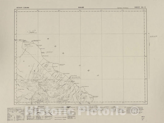 Historic 1909 Map - Sudan 1:250,000 - Halaib Sheet 36-E Nov 1935 - Anglo-Egyptian Sudan