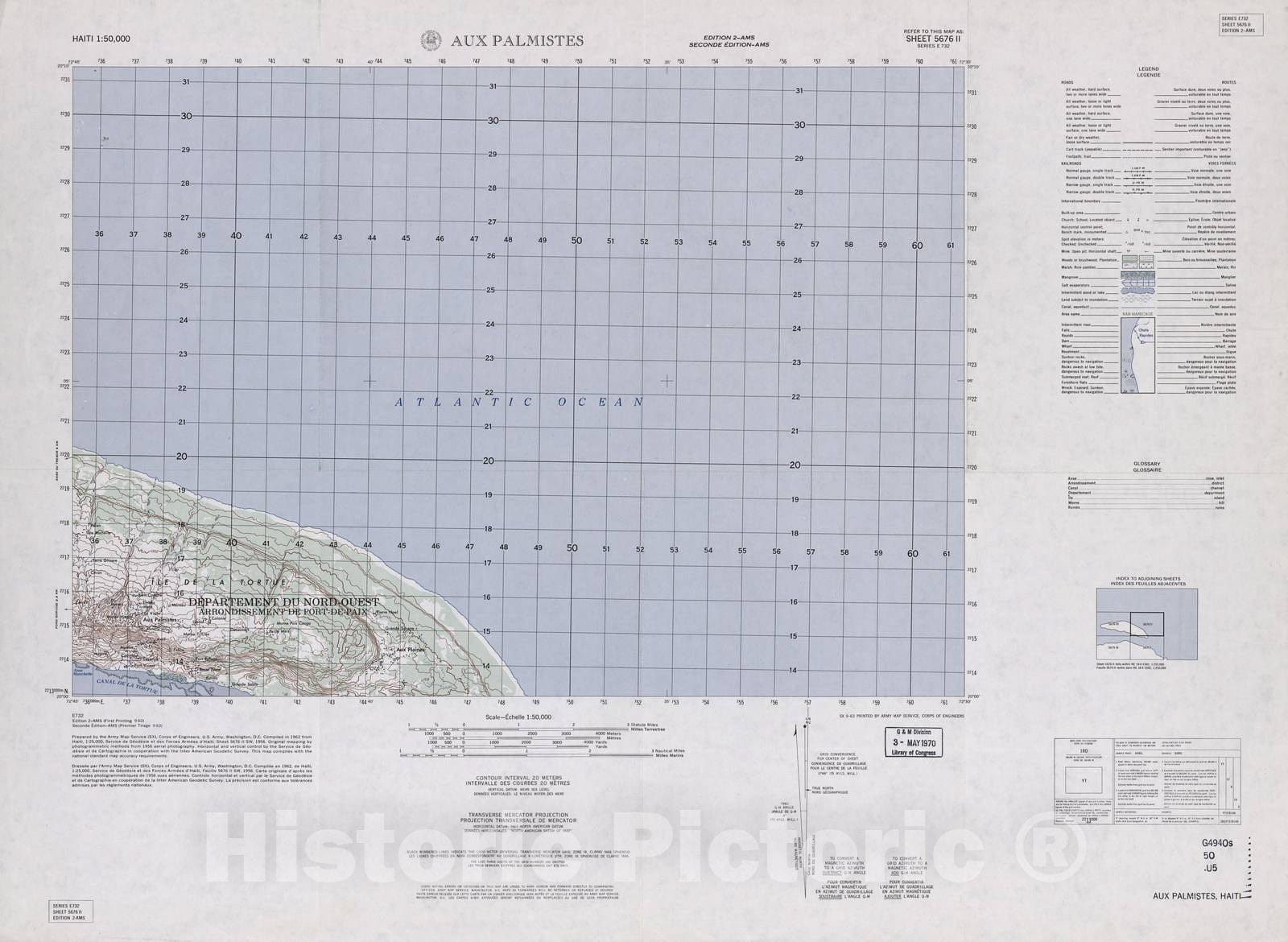 Historic 1948 Map - Haiti 1:50,000. - Aux Palmistes, Sheet 5676 II - 2 ed.