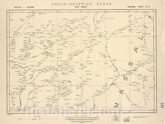 Historic 1909 Map - Sudan 1:250,000 - Bir Tawil Sheet 53-K Mar 1916 - Anglo-Egyptian Sudan