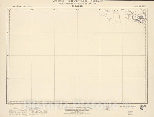 Historic 1909 Map - Sudan 1:250,000 - Sh: Zanagidi Sheet 77-J Jun 1924 - Anglo-Egyptian Sudan