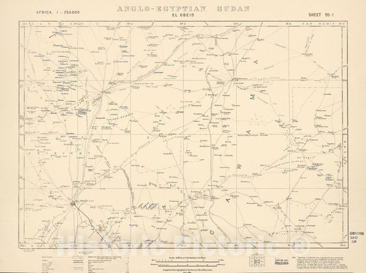 Historic 1909 Map - Sudan 1:250,000 - El Obeid Sheet 55-I Feb 1915 - Anglo-Egyptian Sudan