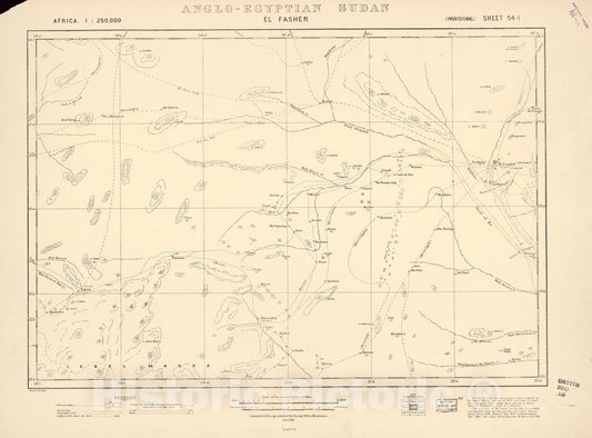 Historic 1909 Map - Sudan 1:250,000 - El Fasher Sheet 54-I Jan 1916 - Anglo-Egyptian Sudan