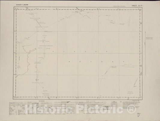 Historic 1909 Map - Sudan 1:250,000 - No Title 34-N Dec 1942 - Anglo-Egyptian Sudan
