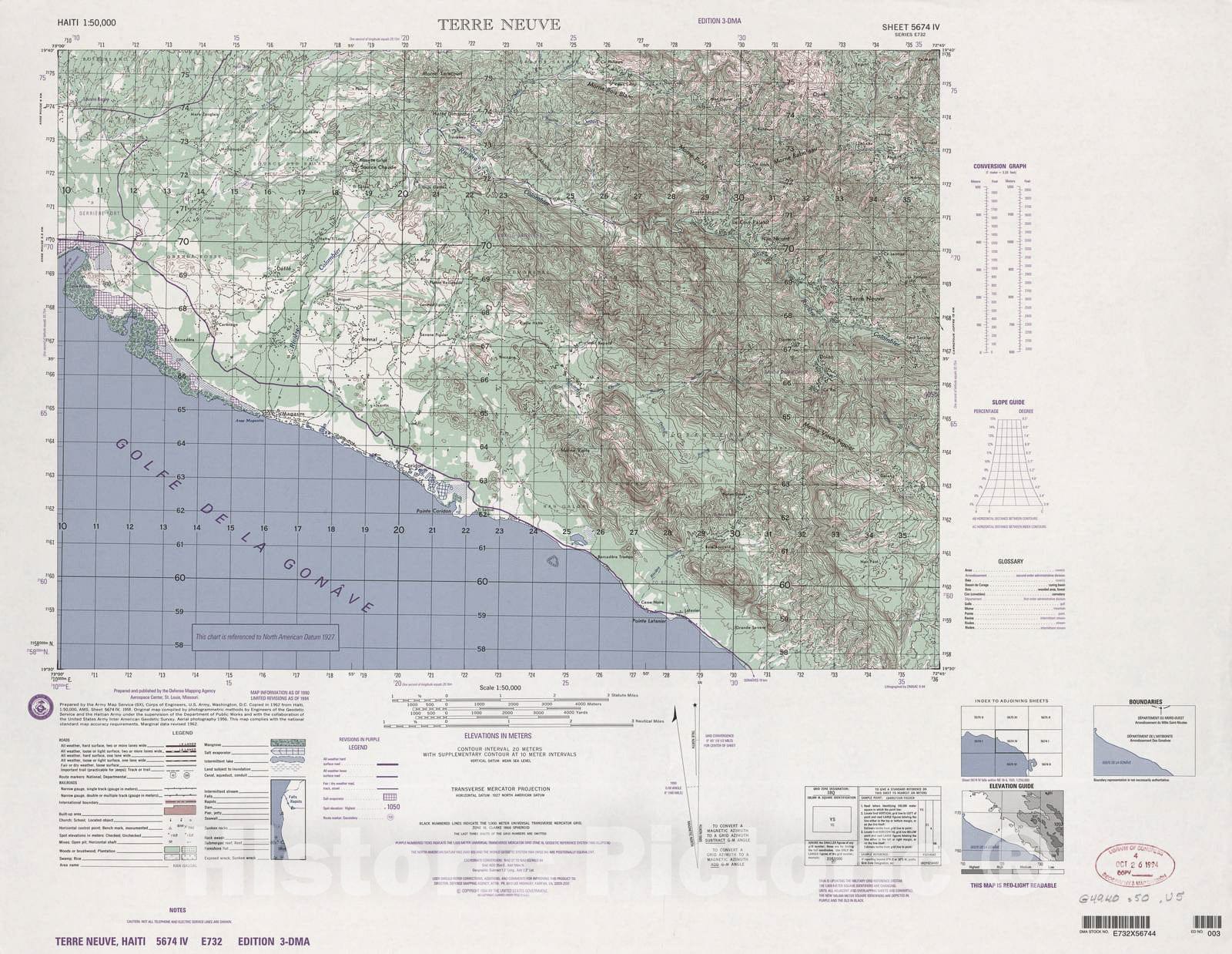 Historic 1948 Map - Haiti 1:50,000. - Terre Neuve, Sheet 5674 IV - 3 ed.