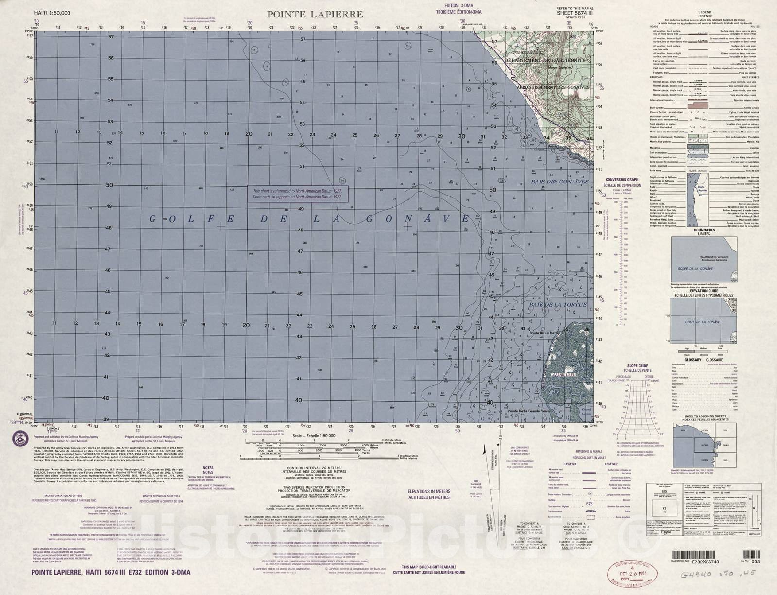 Historic 1948 Map - Haiti 1:50,000. - Pointe Lapierre, Sheet 5674 III - 3 ed.