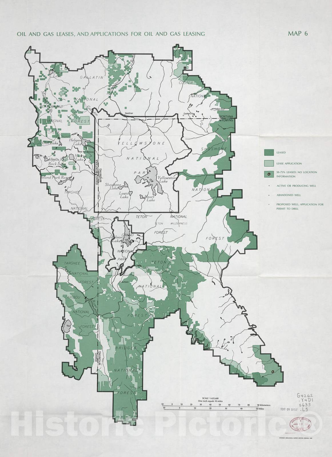 Historic 1986-1987 Map - Greater Yellowstone Ecosystem - Oil and Gas leases, and Applications for Oil and Gas Leasing