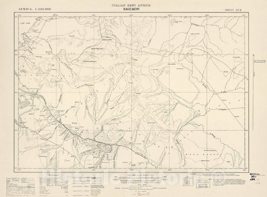 Historic 1909 Map - Sudan 1:250,000 - Bagemdir Sheet 67-B Jun 1940 - Anglo-Egyptian Sudan