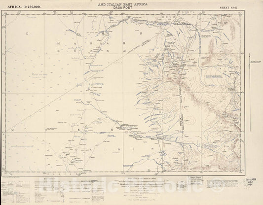 Historic 1909 Map - Sudan 1:250,000 - Daga Post Sheet 66-K Jun 1940 - Anglo-Egyptian Sudan