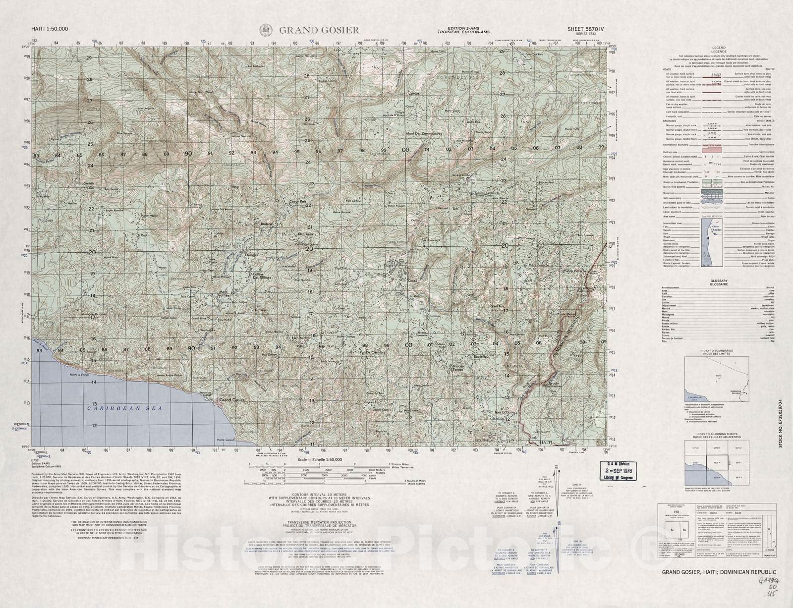 Historic 1948 Map - Haiti 1:50,000. - Grand Cosier, Sheet 5870 IV - 3 ed.