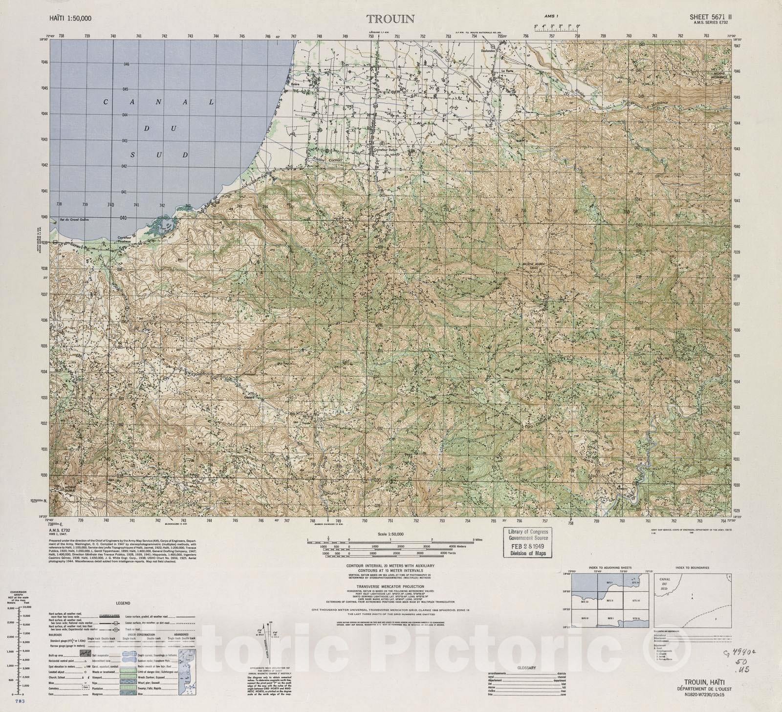Historic 1948 Map - Haiti 1:50,000. - Trouin, Sheet 5671 II - 1 ed.