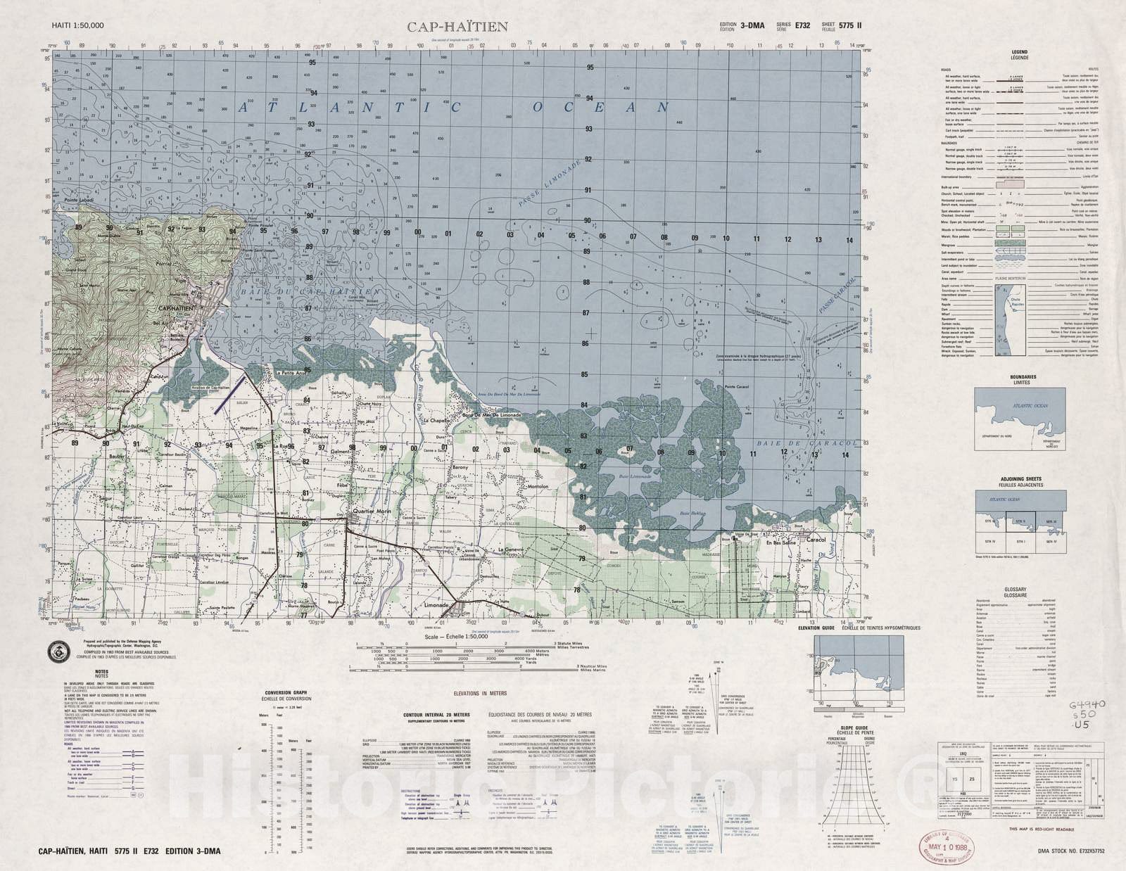 Historic 1948 Map - Haiti 1:50,000. - Cap-Haitien, Sheet 5775 II - 3 ed.