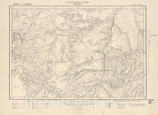 Historic 1909 Map - Sudan 1:250,000 - Belesa Sheet 56-N Jun 1940 - Anglo-Egyptian Sudan