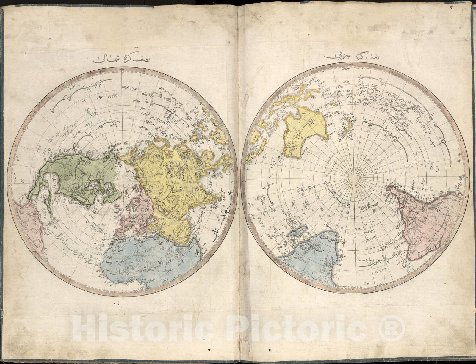 Historic 1803 Map - Cedid Atlas tercÃÂ¼MESI - Polar Views of The World