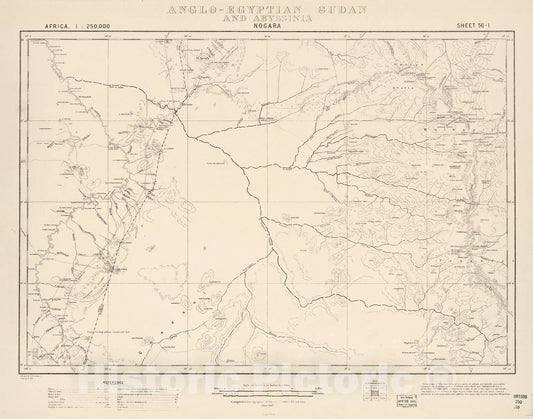 Historic 1909 Map - Sudan 1:250,000 - Nogara Sheet 56-I Mar 1917 - Anglo-Egyptian Sudan